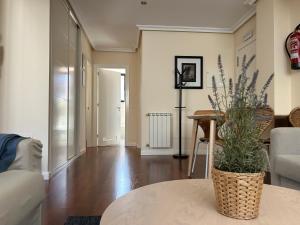 salon z kanapą i stołem w obiekcie Ático en el centro de Llanes w mieście Llanes +40 zdjęć