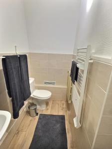 a bathroom with a white toilet and a sink at Superbe studio Cosy pour une ESCAPADE au Coeur de Senlis-Idéal pour Couples Voyageurs & Professionnels in Senlis