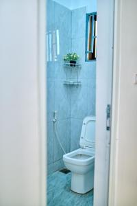 a bathroom with a white toilet in a room at JMG Homes & Apartment in Dodoma