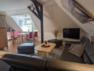 TV a/nebo společenská místnost v ubytování Ferienwohnung Seeblick