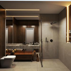 a bathroom with a sink and a toilet and a shower at Tivoli Maiorana Belém Pará Hotel in Belém