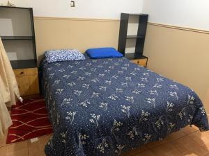 コイハイケにあるDepartamento en el surの青い掛け布団が敷かれたベッドのある寝室