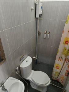 a small bathroom with a toilet and a sink at Mannah Garden Staycation House - Panglao, Bohol in Panglao Island +100 photos