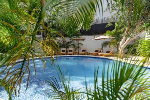 een zwembad met palmbomen en stoelen bij La Veleta Hotel - Trendy Stay - Pool View in Tulum