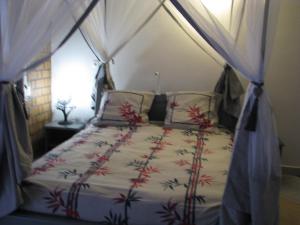 a bedroom with a bed with a canopy at Avamada Lodge in Ivato