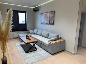 a living room with a couch and a table at Golden House Oz'Makon in Tashkent