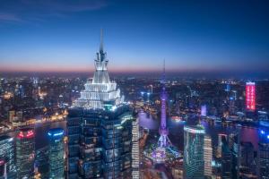 a view of the shibuya tower at night at Grand Hyatt Shanghai in Shanghai