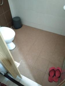 un bagno con un water e un paio di infradito rosa di Homestay Kayangan Gua Musang a Gua Musang