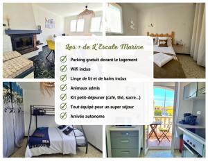 Ένα ή περισσότερα κρεβάτια σε δωμάτιο στο L'Escale Marine à 3 mn à pied de la plage - 2CH