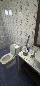 un baño con inodoro y lavabo en Nashipai house, en Nungwi