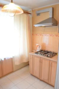 トヴェリにあるApartment pr-kt Pobedy 56の小さなキッチン(コンロ、窓付)