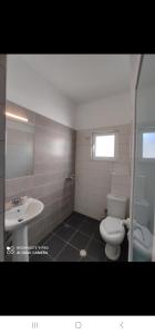 a bathroom with a toilet and a sink at Villa Baka Studio Apartments in Sarandë