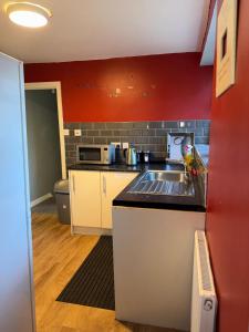 Kuchyň nebo kuchyňský kout v ubytování Sky's City Centre Apartments next to St James Park