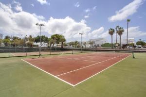 un campo da tennis con palme sullo sfondo di Casa Queen Vetusta a Argana