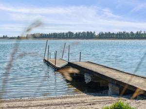 a dock in the middle of a large lake at Holiday Home Peetu - 200m to the fjord by Interhome in Doverodde