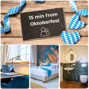 Ένα ή περισσότερα κρεβάτια σε δωμάτιο στο HOMELY STAY Studio 4 - Chic Self-Check-In Room for Short Stays - 15 min from Oktoberfest