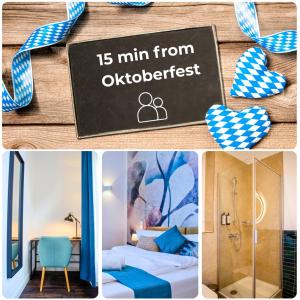 Ένα ή περισσότερα κρεβάτια σε δωμάτιο στο HOMELY STAY Studio 5 - Trendy Self-Check-In Stay in Munich- 15 min from Oktoberfest