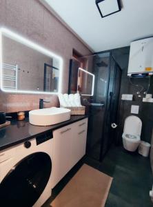 a bathroom with a sink and a toilet at Villa Kamenica in Zavidovići