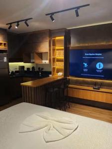 Kuchyň nebo kuchyňský kout v ubytování Flat exclusivo Studio Cuiabá 908