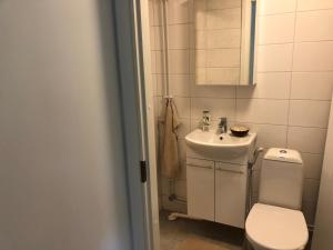 Koupelna v ubytování Viihtyisä kalustettu kaksio, joka on juuri uusittu, omakotitalon alakerrassa omalla sisäänkäynnillä