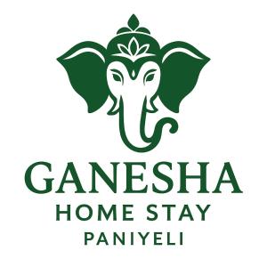 MalayāttūrにあるGanesha Homestayの頭に花をつけた象と「gennaannis home stay」の文字