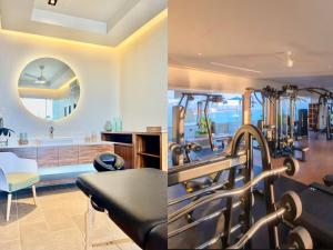 a fitness room with a gym with tread machines at CONDO FRENTE AL MAR Hermoso con amenidades in Bucerías