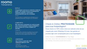 a brochure of a hotel room with a bed at Roomo Transamerica SP Vila Clementino in Sao Paulo