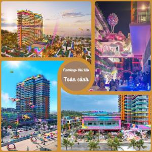 a collage of four different pictures of a city at Flamingo Hải Tiến IBIZA in Gò Ba Quần