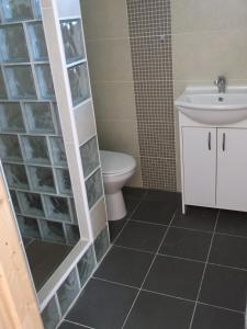a bathroom with a toilet and a sink at Ubytovanie Pepo in Štúrovo