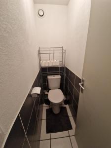 Habitación pequeña con baño y aseo. en Studio Angela, en Riom