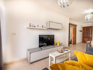 Una sala de estar con televisión y un sofá. en Live La Palma Milymi 2, en Los Llanos de Aridane