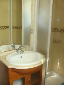 a bathroom with a sink and a shower at Solar da Salvadoura in Amares +20 photos