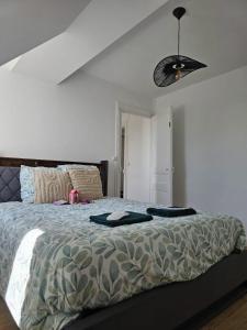 A bed or beds in a room at Appartement cosy 50 m2 rénové avec jardin commun