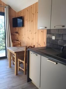 Kuchyň nebo kuchyňský kout v ubytování Mini Chalet Samsara