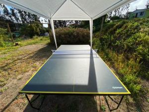 a yoga mat in a white tent with a yoga mat at Cabañas Club Paraíso in Cartagena