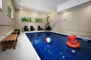 pokój z basenem i piłką w środku w obiekcie Whispering Pines Escape - Private Pool, Theater Room, Outdoor Hot Tub + Game Room w mieście Sevierville