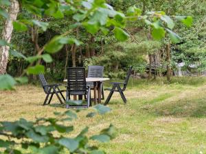 2 Stühle und ein Tisch im Gras in der Unterkunft Holiday Home Andresine - 1-3km from the sea by Interhome in Rørvig