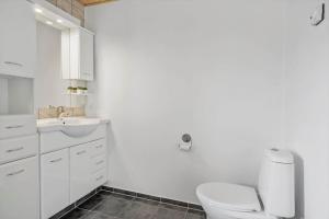 a white bathroom with a toilet and a sink at 70751-Ulfborg-Fjordvaenget-13 in Thorsminde +20 photos