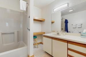 a bathroom with a tub and a sink and a shower at Haystack 32 in Wilmington +42 photos