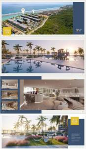 a series of three pictures of a resort with palm trees at Resort Porto Life 2 in Porto De Galinhas