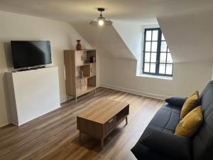 Televisyen dan/atau pusat hiburan di Appartement refait à neuf avec jardin