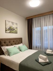 Ένα ή περισσότερα κρεβάτια σε δωμάτιο στο Apartman Kristal, Vrnjačka Banja