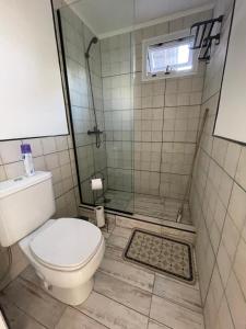 a bathroom with a toilet and a shower at Unquillo Cordoba departamento in Unquillo