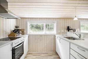 una cucina con lavello e fornello forno superiore di JB243-Fjerritslev-Aspevej-1 a Fjerritslev Altre 13 foto