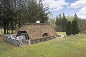 a house with a thatched roof in a field at 10168-Ulfborg-Baekbyvej-55 in Øby
