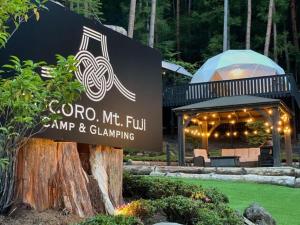 a sign for a restaurant with a gazebo at TOCORO. Mt.Fuji CAMP & GLAMPING - Vacation STAY 23387v in Oishi +9 photos