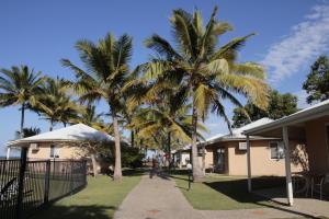a beach with palm trees and palm trees at Illawong Beach Resort in Mackay