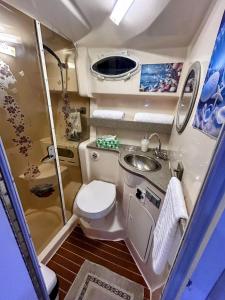 un piccolo bagno con un water e un lavandino di Party On The Seas a Miami