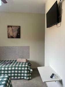 バーハ・ボニータにあるHotel Pousada Barra Bonitaのベッドと薄型テレビのある寝室