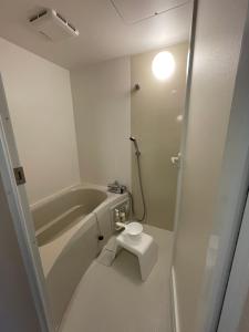 松山市にある祇園Houseのバスタブとトイレ付きのバスルーム